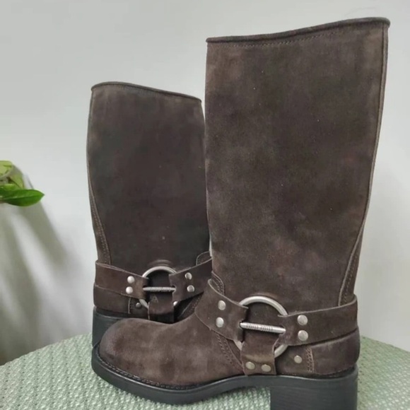 Miu Miu Dark Brown Buckle Ankle Boots